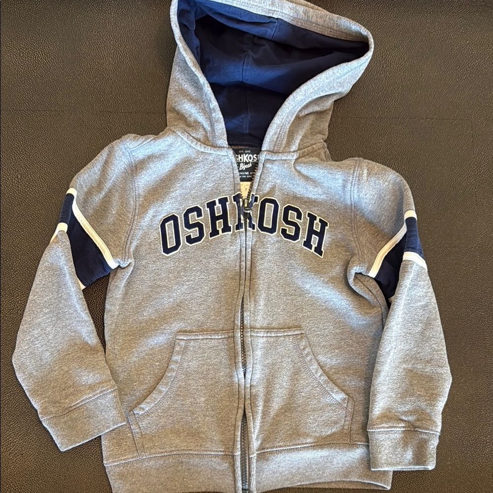 OshKosh B'gosh Full Zip Gray and Blue Sweatshirts & Hoodies size 7